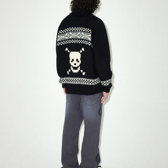 Mahagrid Skull Cowichan Knit Sweater