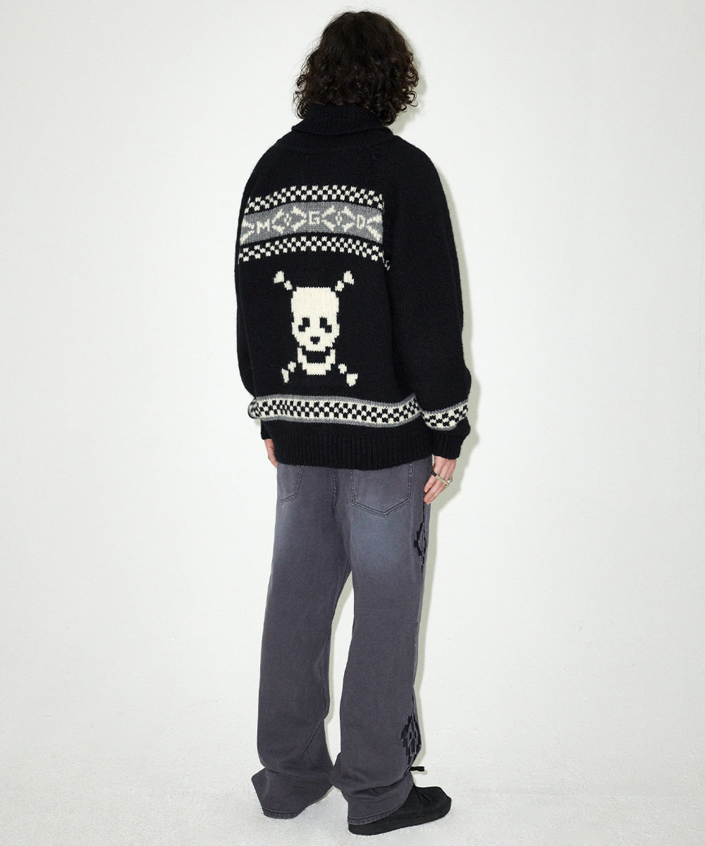 Mahagrid Skull Cowichan Knit Sweater