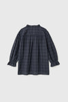 General Idea WOMAN Check Ruffle Blouse [DARK NAVY]