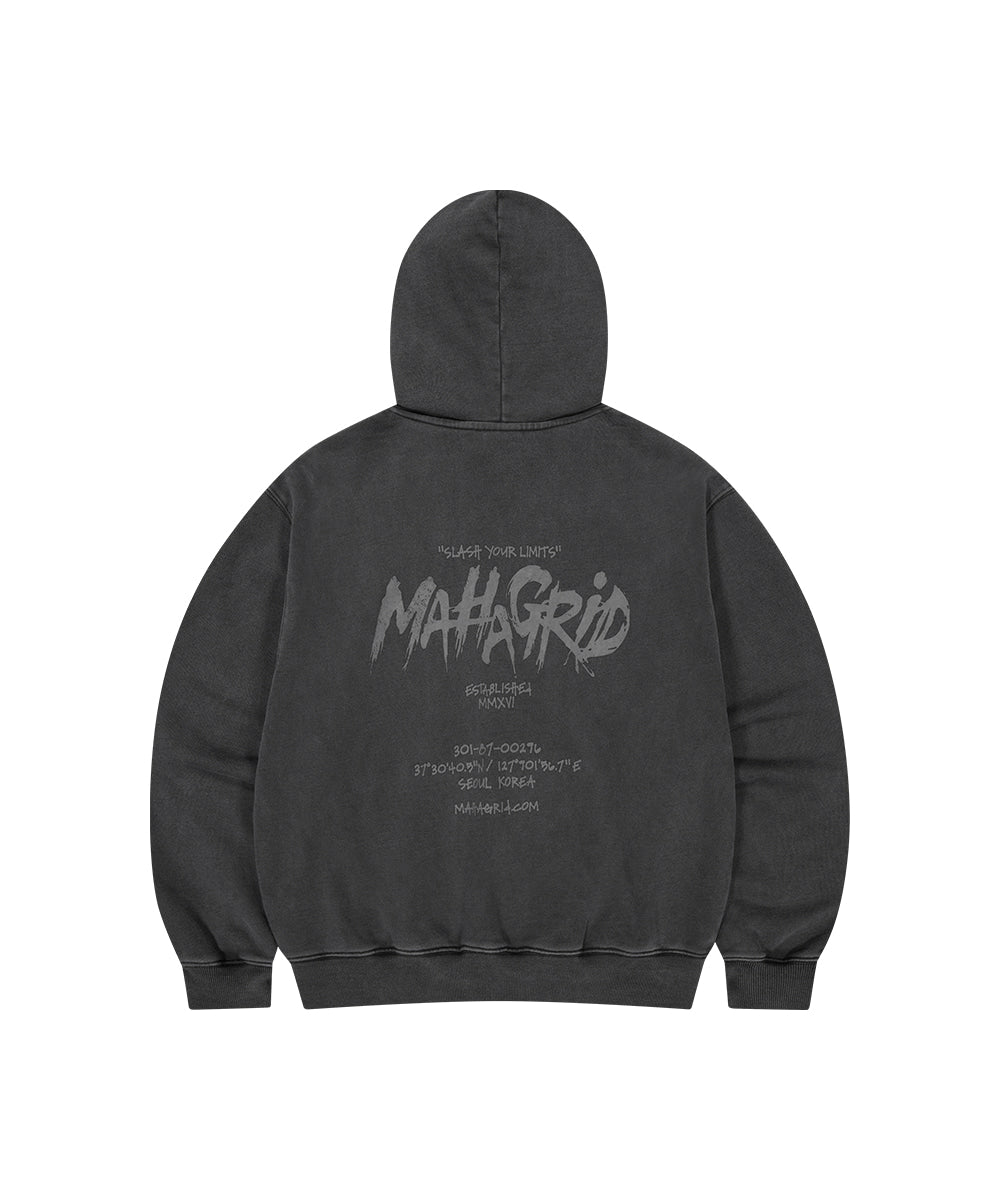 Mahagrid Slash Logo Pigment Zip Up Hoodie