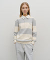 Marithé François Girbaud Classic Logo Stripe Rugby Sweatshirt Blue