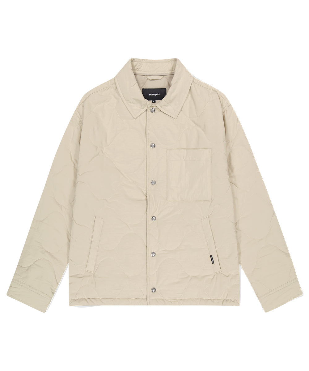 Mahagrid Quilted Bomber Jacket in Beige