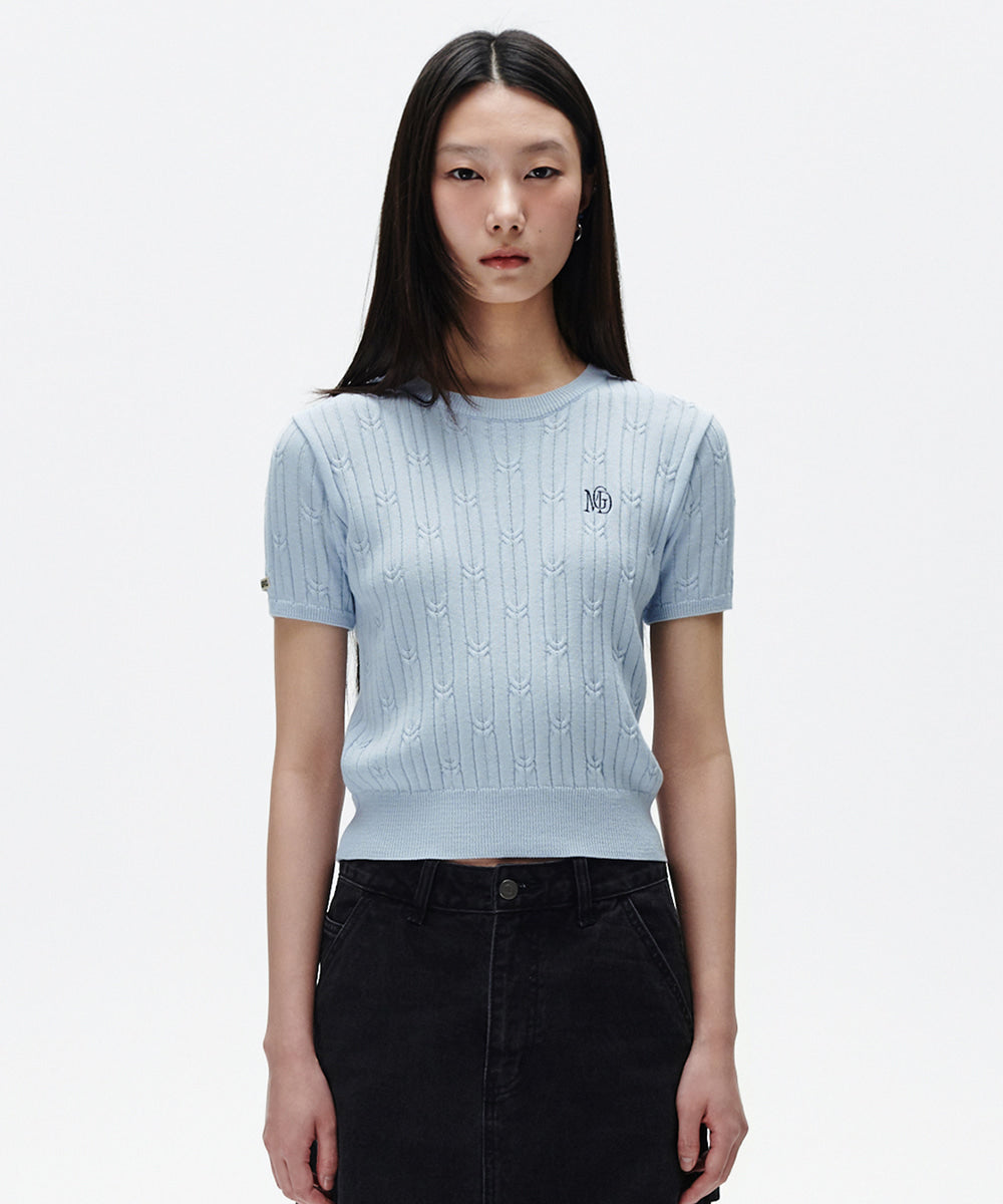 Mahagrid Cable Half Sleeve Knit