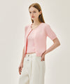 Marithé François Girbaud W SMALL CLASSIC LOGO HALF KNIT CARDIGAN SET UP light pink