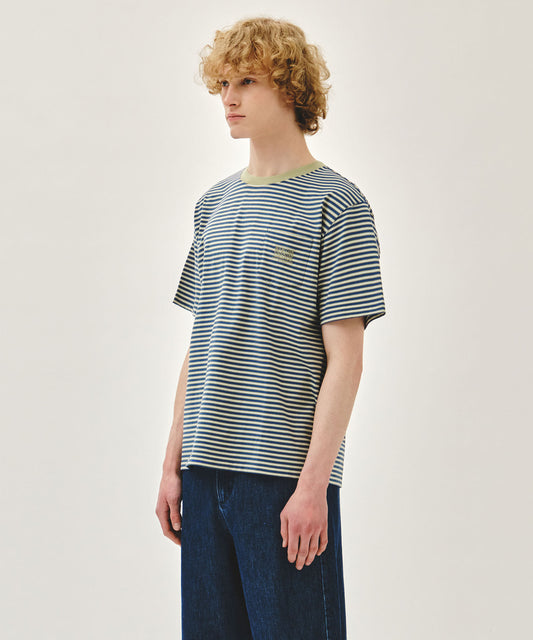 Marithé François Girbaud [6/19 예약발송] SMALL CLASSIC LOGO STRIPE RINGER TEE light green