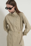 General Idea WOMAN High Neck Zip-Up Wrap Dress [BEIGE]