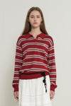 General Idea WOMAN Multi Stripe Loose Collar Knit