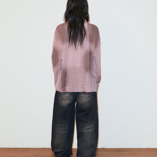 Mahagrid SPRAY DYEING CHECK CROP SHIRT