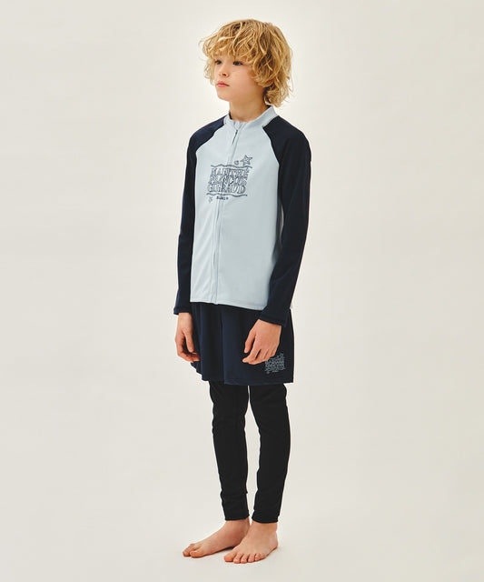 Marithé François Girbaud Kids Zip Up Rashguard & Shorts Set-Up Navy