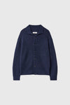 General Idea UNISEX Waffle Boucle Collar Cardigan [NAVY]