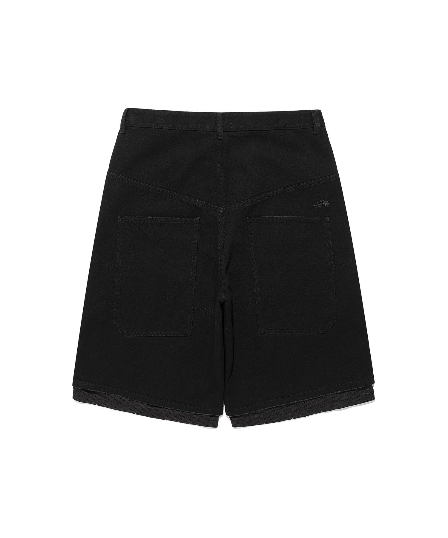 Nice Ghost Club Layered Mesh Denim Shorts