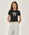 Marithé François Girbaud W SORONA COOL RIBBON GRAPHIC CROP TEE white
