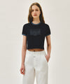 Marithé François Girbaud W CLASSIC LOGO APPLIQUE RINGER CROP TEE ivory