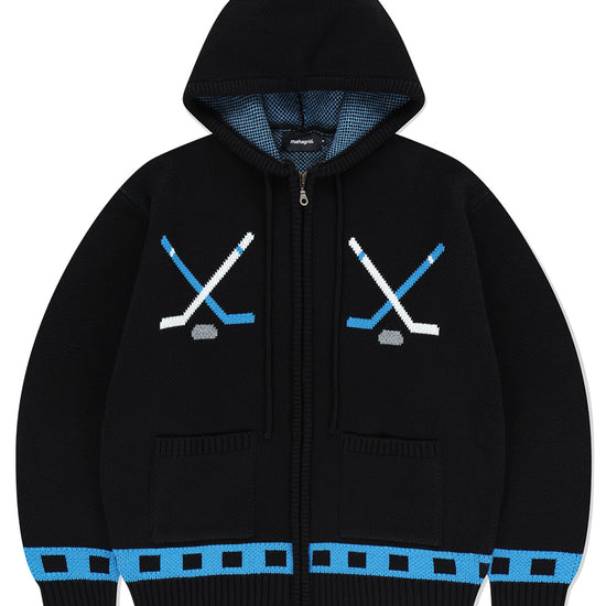 Mahagrid Hockey Knit Zip-Up Hoodie