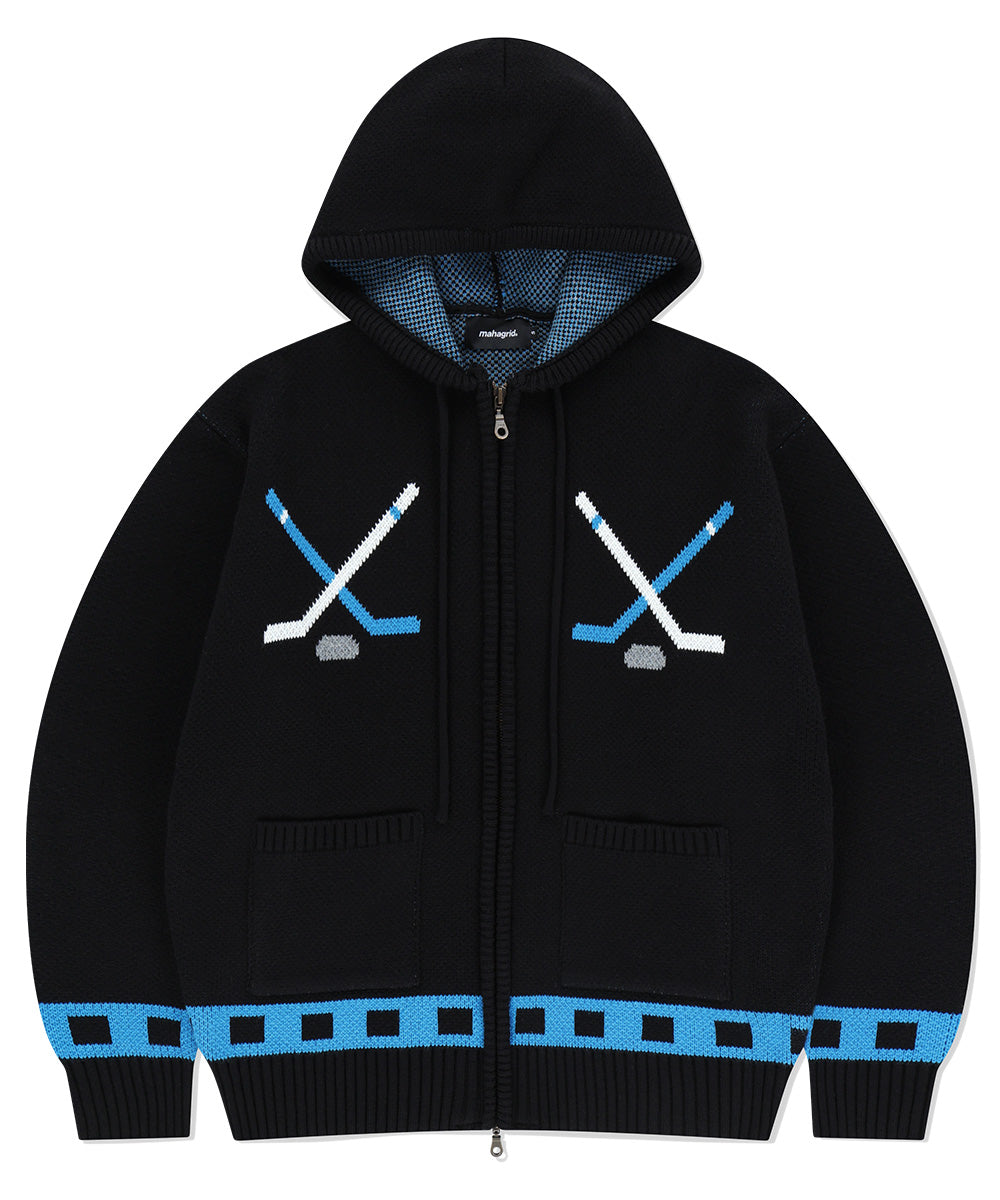 Mahagrid Hockey Knit Zip-Up Hoodie