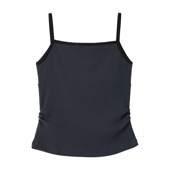 Bitter Cells V-Neck Shirring Sleeveless - Charcoal