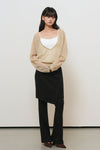 General Idea WOMAN Deep V-Neck Sheer Knit Pullover [SAND]