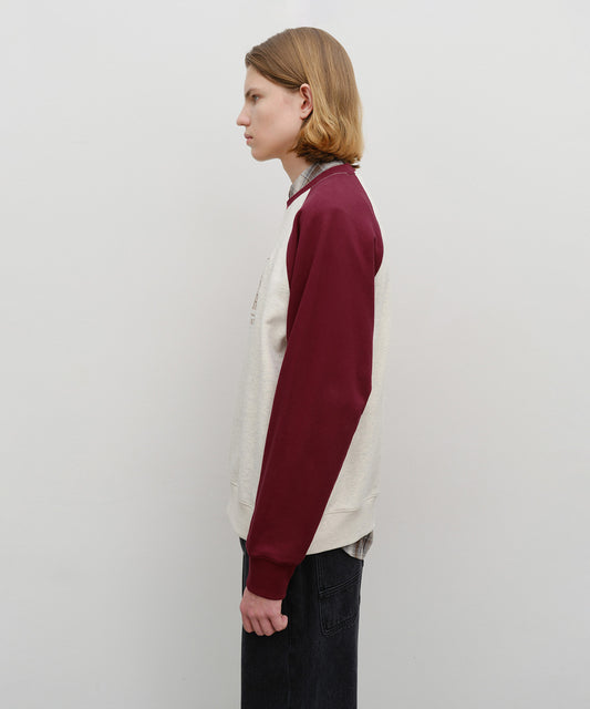 Marithé François Girbaud Classic Logo Color Block Raglan Sweatshirt Burgundy