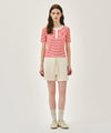 Marithé François Girbaud W STRIPE HENLEY NECK TEE