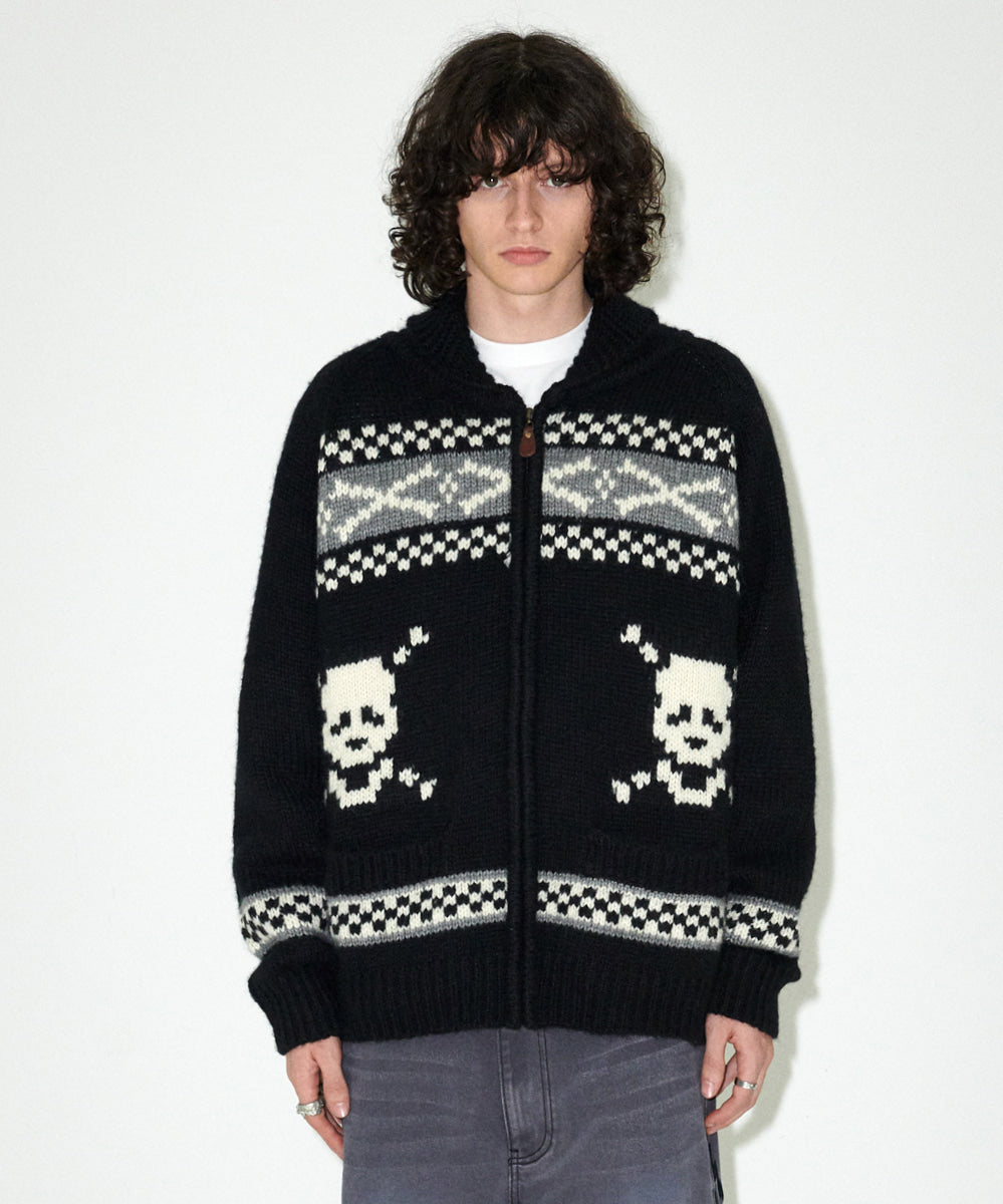 Mahagrid Skull Cowichan Knit Sweater