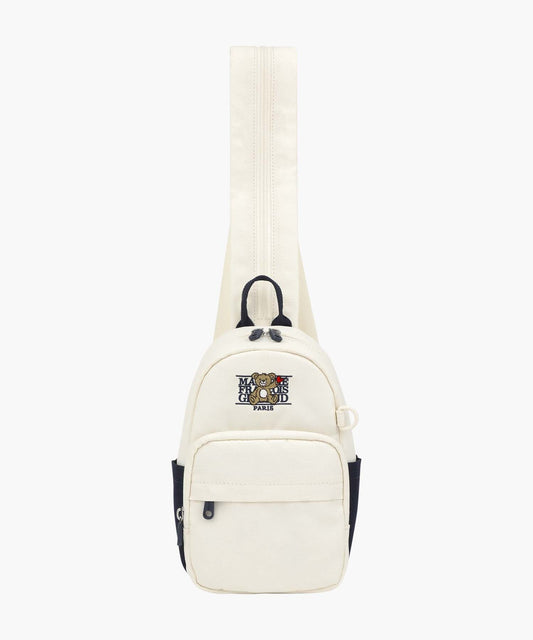 Marithé François Girbaud Kids Bear Classic Logo 2-Way Sling Bag Ivory