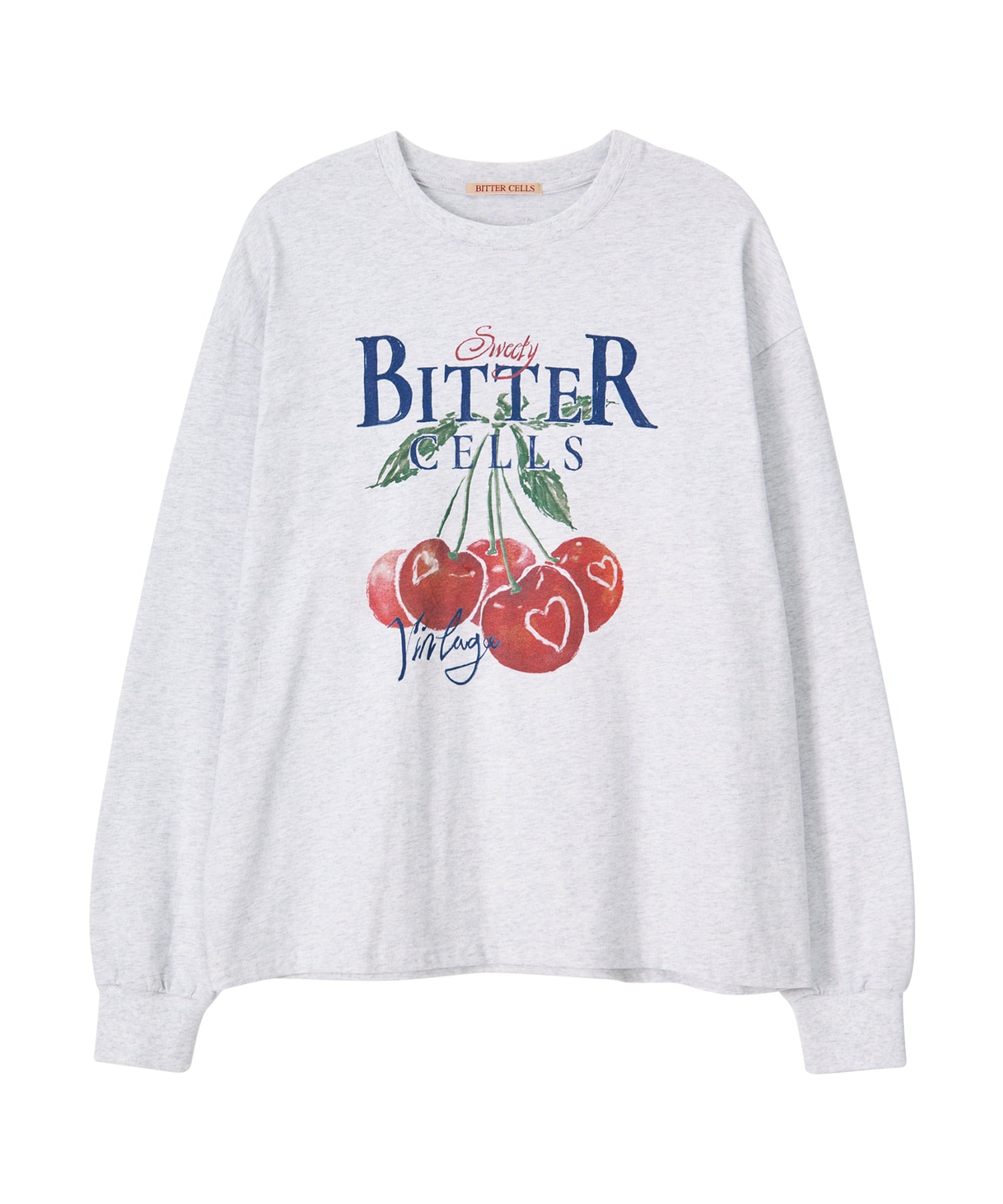 Bitter Cells Vintage Cherry Long Sleeve-Light Grey