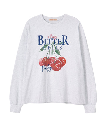 Bitter Cells Vintage Cherry Long Sleeve-Light Grey