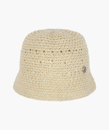Marithé François Girbaud CIRCLE LOGO CROCHET BUCKET HAT light beige