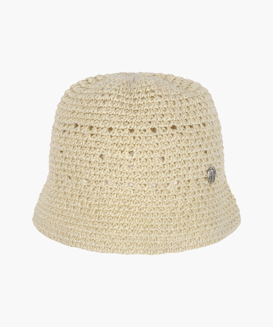 Marithé François Girbaud CIRCLE LOGO CROCHET BUCKET HAT light beige