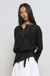 General Idea WOMAN Sheer Henley Neck Pullover