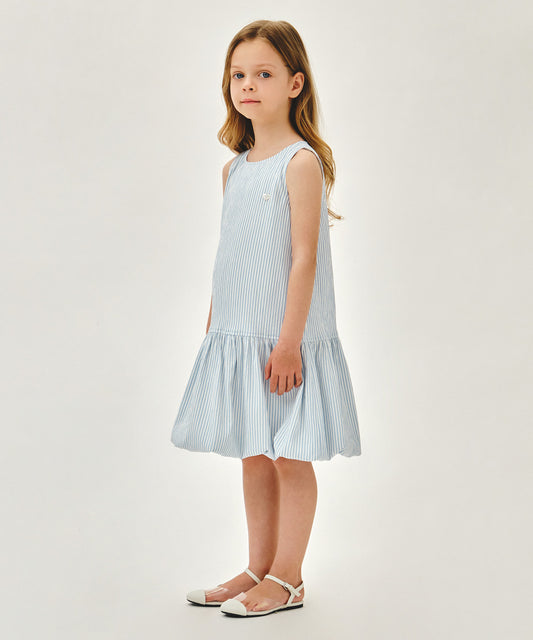 Marithé François Girbaud Kids Bubble Sleeve Striped Sleeveless Romper
