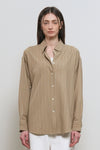 General Idea [General Idea PICK] Women's Loose Fit Button Wrap Stripe Shirt [BEIGE]