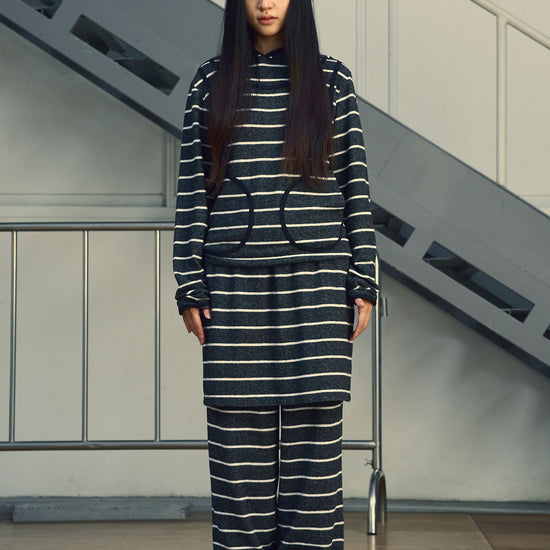 Nice Ghost Club Stripe Sleeveless Hoodie [Charcoal]