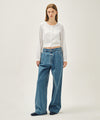 Marithé François Girbaud W LACE SHIRRING CROP BLOUSE white