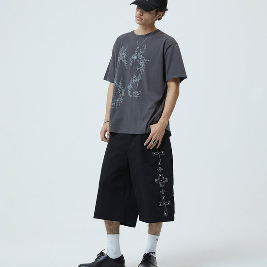 Mahagrid Cross Stud Twill Shorts