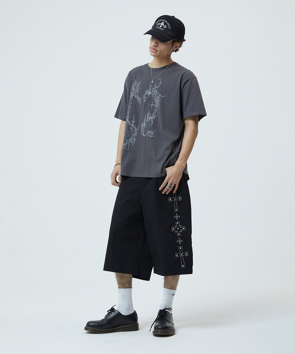 Mahagrid Cross Stud Twill Shorts