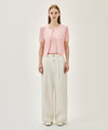 Marithé François Girbaud W SMALL CLASSIC LOGO HALF KNIT CARDIGAN SET UP light pink