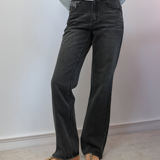 Bitter Cells Katie Slit Straight Denim Pants - Black