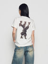 ADLV Woman Fuzzy Font Rabbit Short Sleeve T-Shirt
