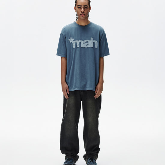 Mahagrid mah Cut Off Appliqué Tee [Blue]