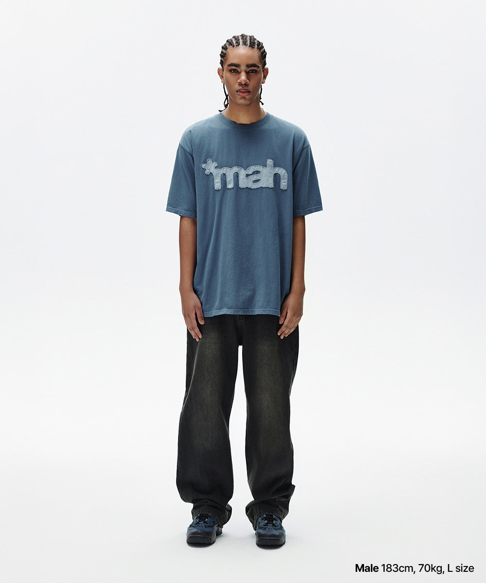 Mahagrid mah Cut Off Appliqué Tee [Blue]