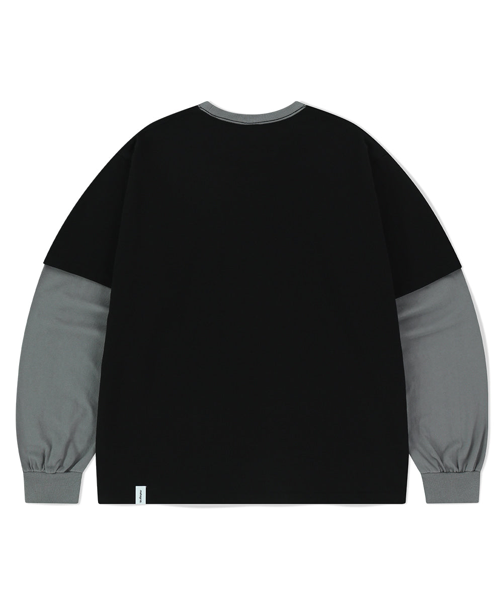 Mahagrid Banner Logo Layered Long Sleeve T-Shirt [Black]