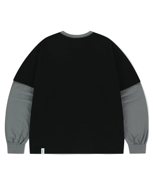 Mahagrid Banner Logo Layered Long Sleeve T-Shirt [Black]