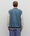 Marithé François Girbaud Classic Logo Embroidery Denim Varsity Jacket Light Blue