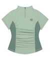 Mahagrid Shirring Half Zip-Up Jersey Tee