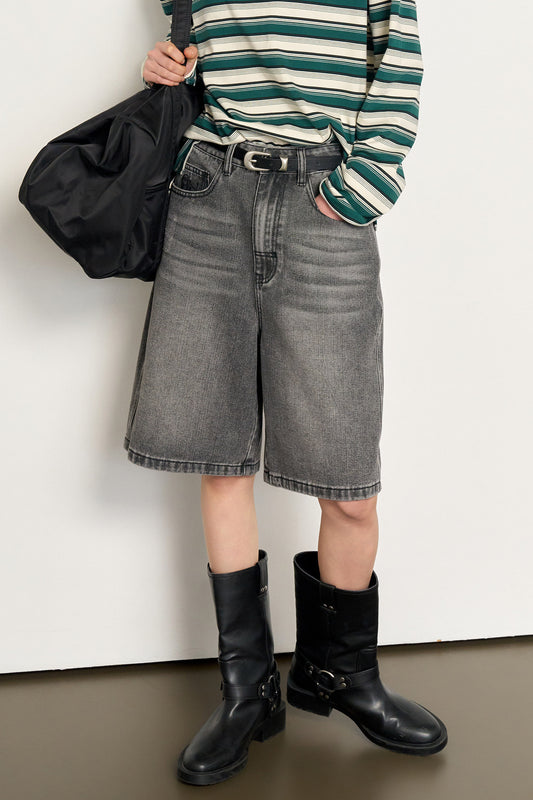 General Idea WOMAN Wide Bermuda Denim Pants