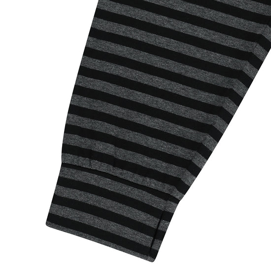 Mahagrid Stripe Present One Shoulder Long Sleeve Tee in Charcoal