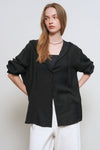 General Idea WOMAN Summer Loose Fit Wrinkle Hooded Shirt