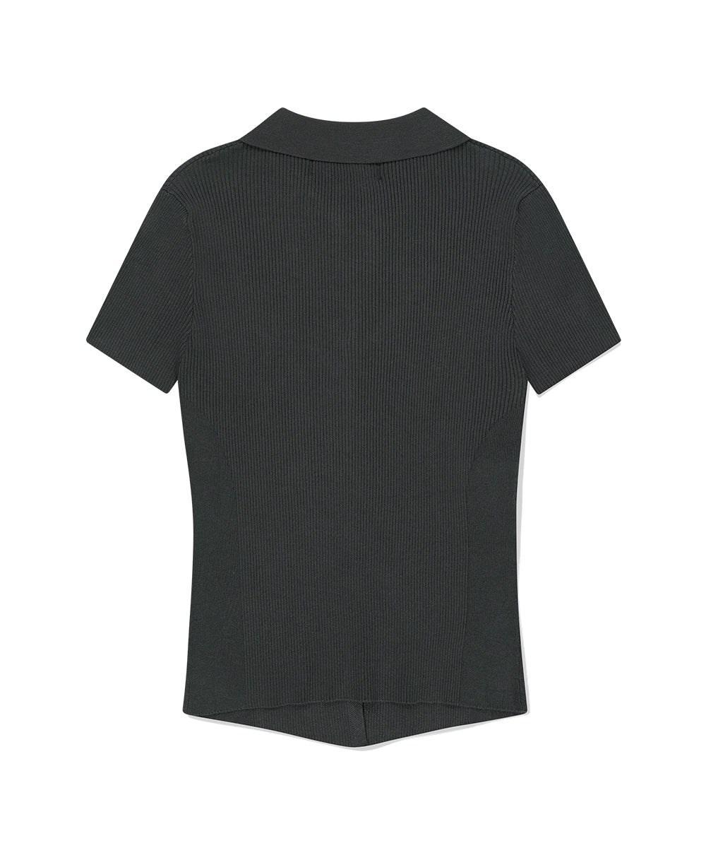 Mahagrid Button-Up Collar Knit