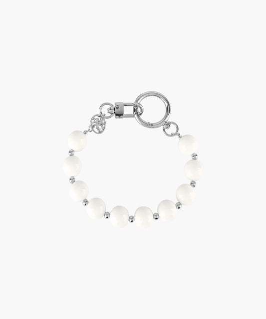 Marithé François Girbaud CIRCLE LOGO BEADS STRAP KEYRING white